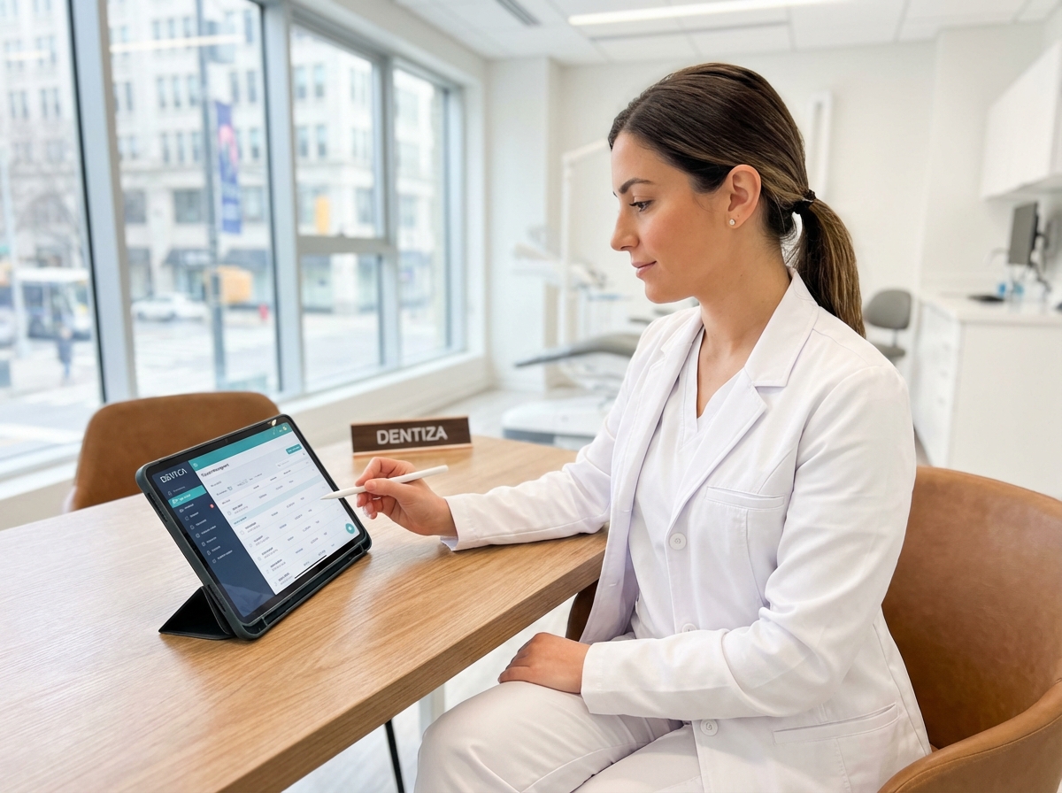 Happy dental patient consulting with dentist about implant options